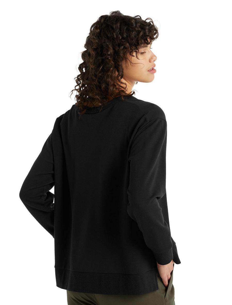 Black Women's Icebreaker RealFleece™ Merino Dalston Sweatshirt Long Sleeve | USA 1636KORI